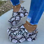 Women’s Leopard Print Wedge Mule Clogs with Ankle Strap