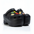 Women’s Leopard Print Wedge Mule Clogs with Ankle Strap