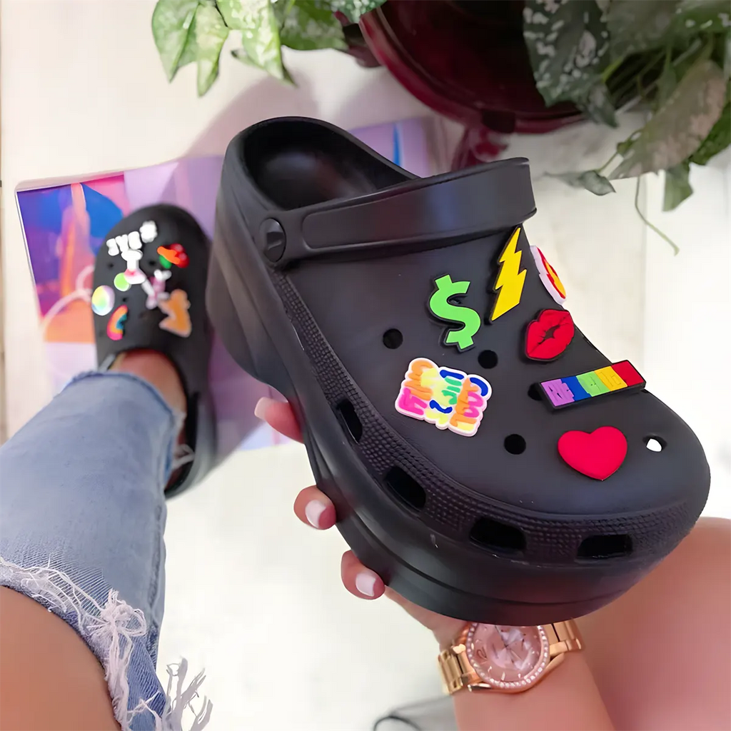 Women’s Leopard Print Wedge Mule Clogs with Ankle Strap