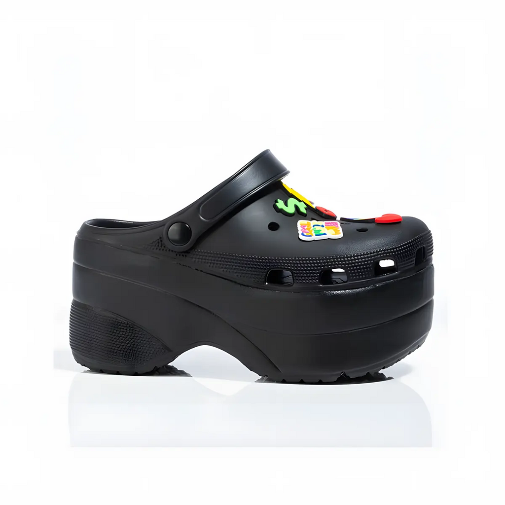 Women’s Leopard Print Wedge Mule Clogs with Ankle Strap