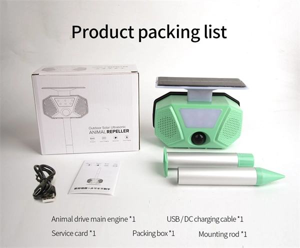 Outdoor Solar Waterproof Ultrasonic Animal Repeller – LED Bird Repellent Device to Deter Squirrels, Wild Boars, Snakes, Birds, Foxes, and Bats