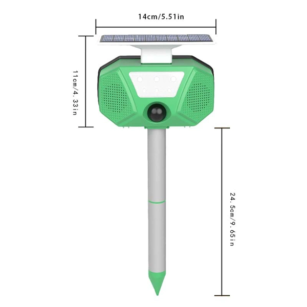 Outdoor Solar Waterproof Ultrasonic Animal Repeller – LED Bird Repellent Device to Deter Squirrels, Wild Boars, Snakes, Birds, Foxes, and Bats