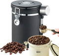 1.8 litre sealed coffee container, portable vacuum coffee storage container, stainless steel spoon with one-way exhaust valve, date tracker and coffee spoon, suitable for coffee shop accessories, coffee beans, tea.